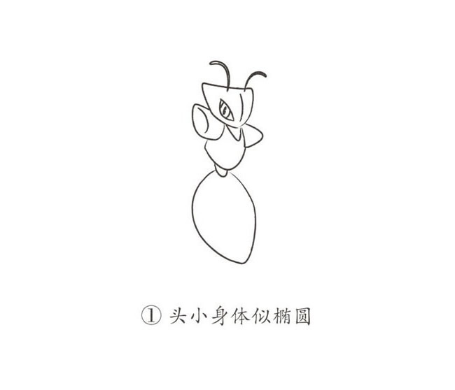 带颜色的卡通螳螂简笔画