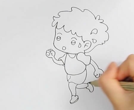 跑步的小男孩简笔画