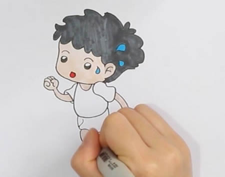 跑步的小男孩简笔画