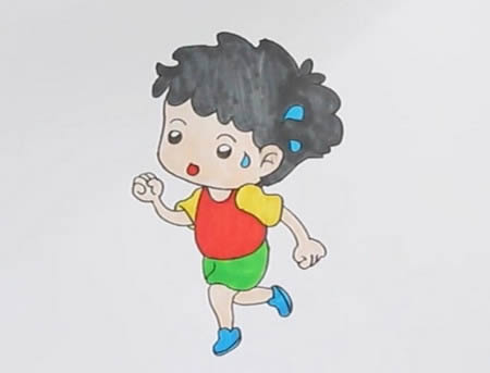 跑步的小男孩简笔画