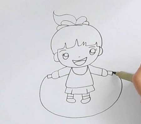 跳绳的小女孩简笔画