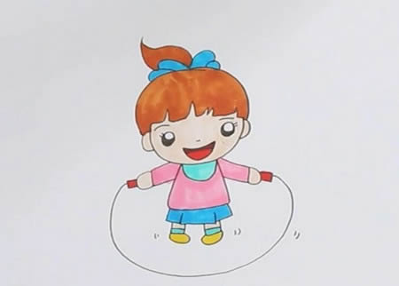 跳绳的小女孩简笔画