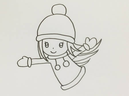 滑冰的小女孩简笔画