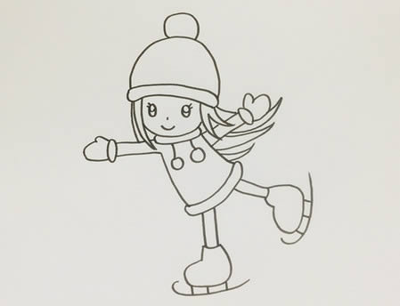 滑冰的小女孩简笔画