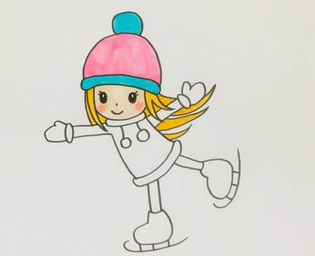 滑冰的小女孩简笔画