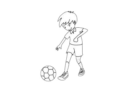 踢球的小朋友简笔画